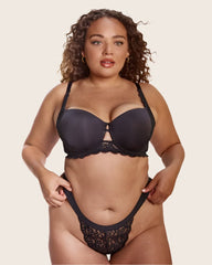 Aurora sexy lace thong in midnight black