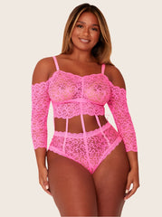 Alix bodysuit in neon pink with detachable straps